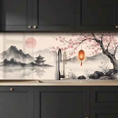 Zon - Japans - Traditioneel keuken achterwand 2 middel -sfeer1