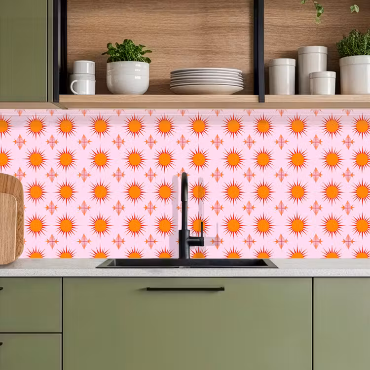 Zon - Patroon - Roze keuken achterwand 2 middel 871 -sfeer3