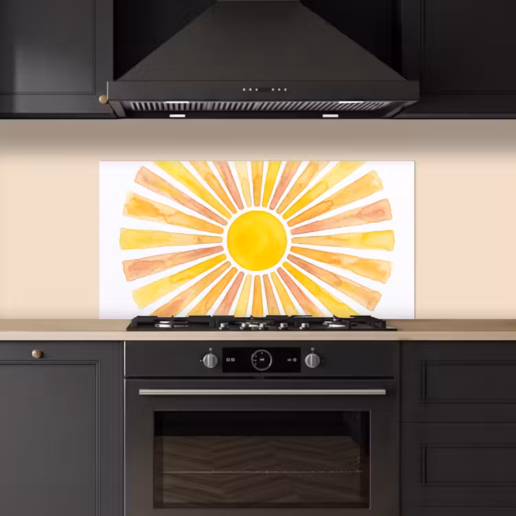 Zon - Stralen - Aquarel - Geel - Abstract keuken achterwand spatscherm middel -sfeer1