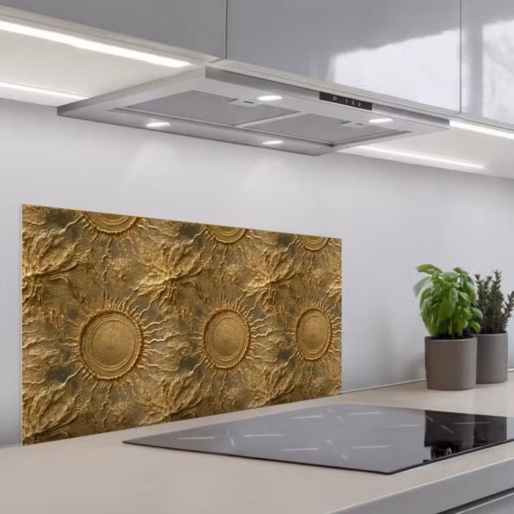 Zon - Reliëf - Antiek - Goud keuken achterwand spatscherm middel 899 -3d_schuin
