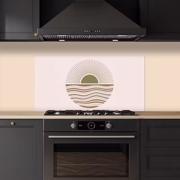 Zon - Zee - Abstract - Modern - Roze keuken achterwand spatscherm middel -sfeer1