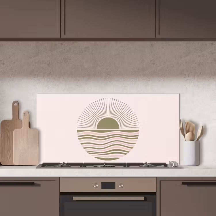 Zon - Zee - Abstract - Modern - Roze keuken achterwand spatscherm middel -sfeer2