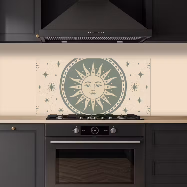 Zon - Sterren - Astrologie - Vintage - Groen keuken achterwand spatscherm middel -sfeer1