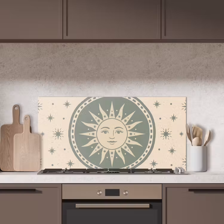 Zon - Sterren - Astrologie - Vintage - Groen keuken achterwand spatscherm middel -sfeer2