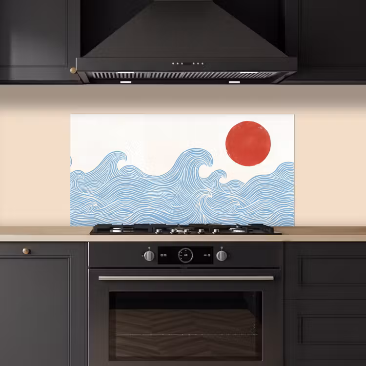 Zon - Golven - Oceaan - Abstract - Rood keuken achterwand spatscherm middel -sfeer1