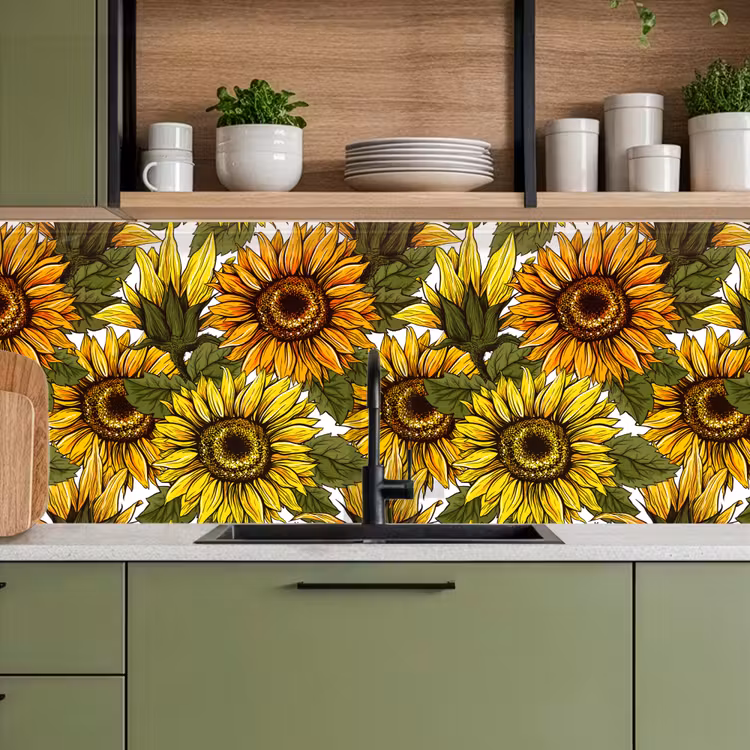 Zonnebloem - Vintage - Design keuken achterwand 2 middel 871 -sfeer3