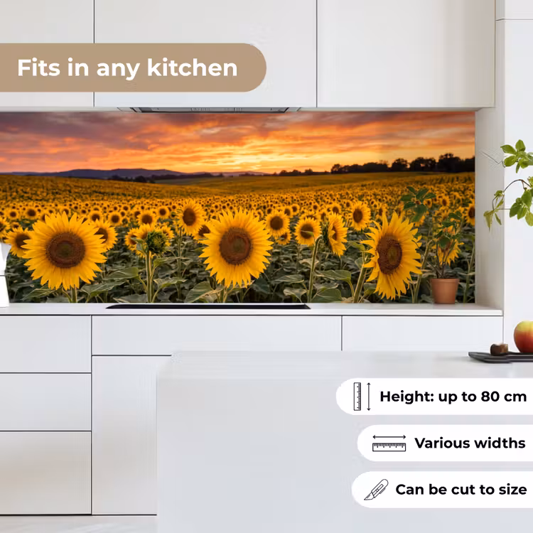 Zonnebloemen - Heuvellandschap - Geel keuken achterwand 2 middel -sfeer4_UK