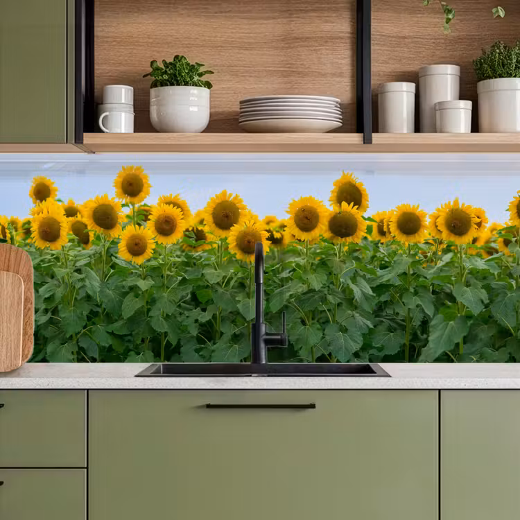 Zonnebloemen - Geel - Natuur keuken achterwand 2 middel -sfeer3