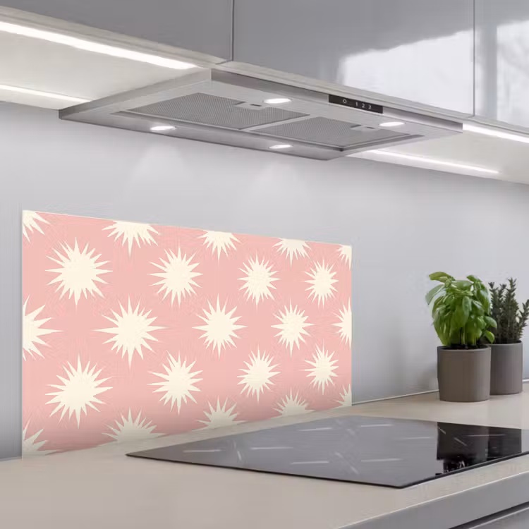 Zonnen - Patroon - Roze keuken achterwand spatscherm middel 899 -3d_schuin