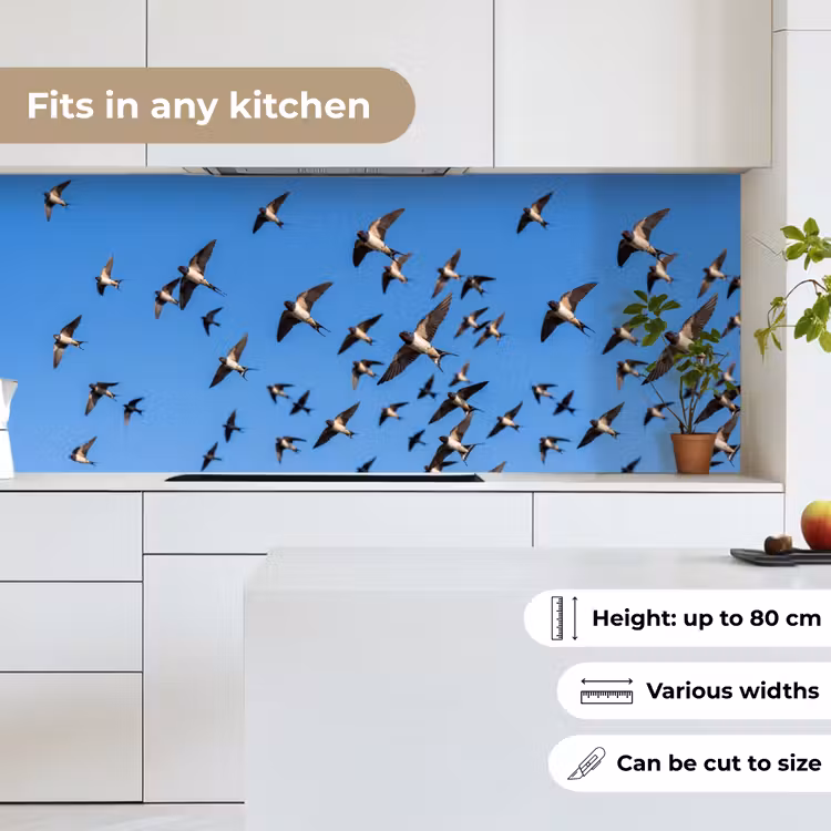Zwaluwen - Vliegen - Blauw keuken achterwand 2 middel -sfeer4_UK