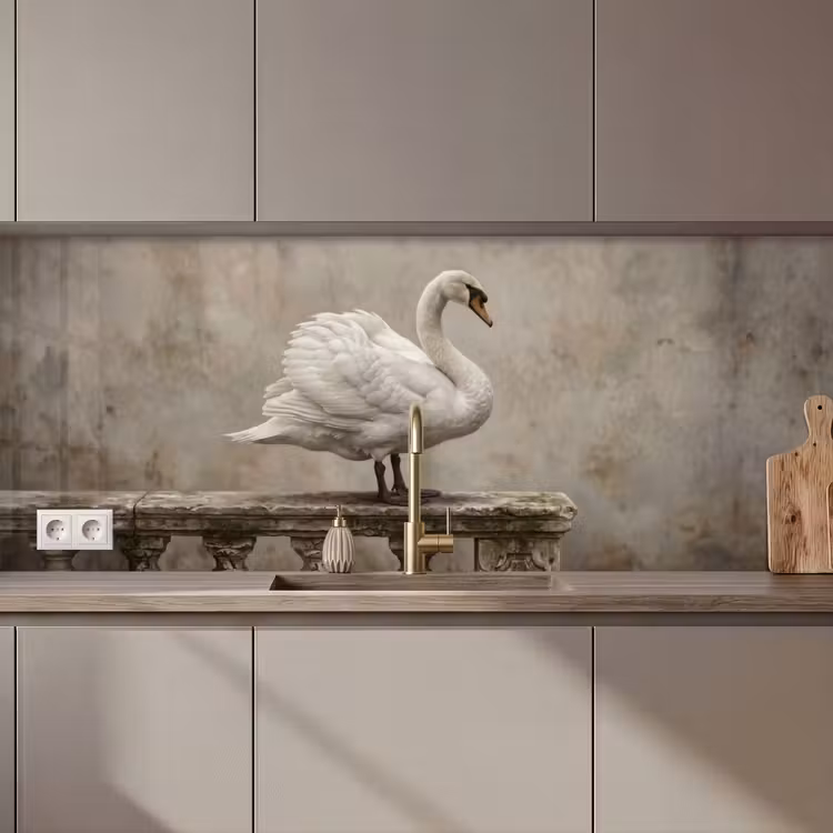 Zwaan - Elegant - Dieren - Wit keuken achterwand 2 middel zz_3dshopping