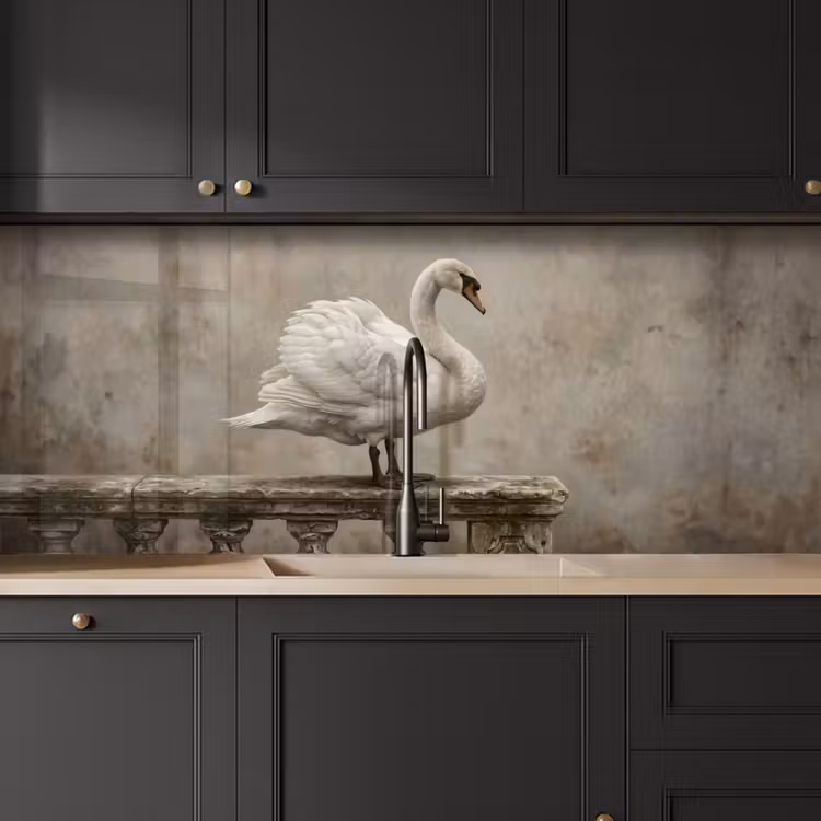 Zwaan - Elegant - Dieren - Wit keuken achterwand 2 middel -sfeer1