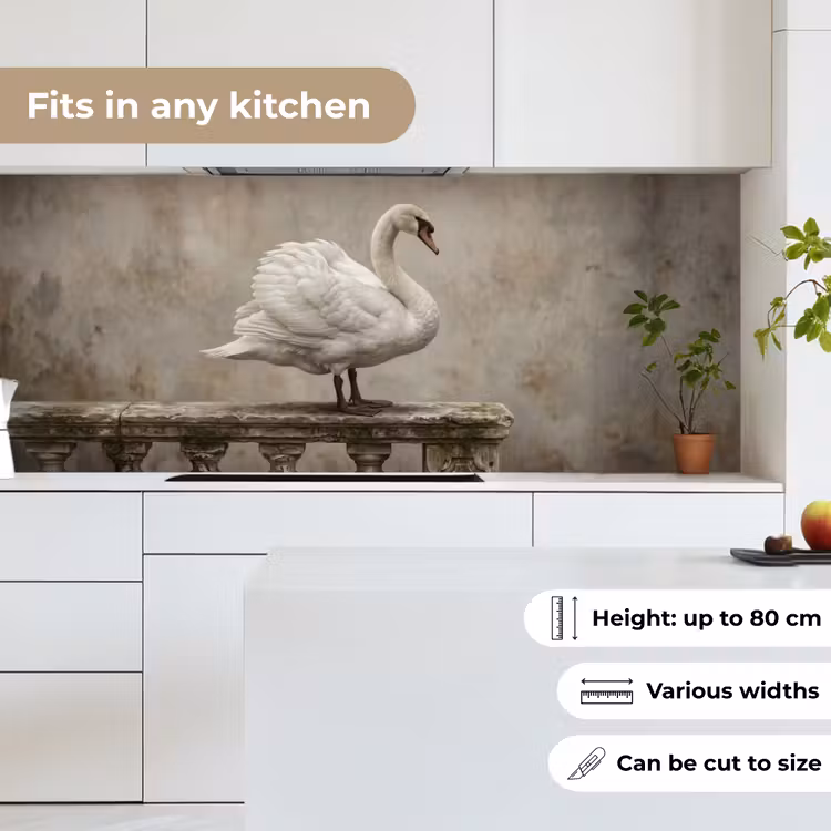 Zwaan - Elegant - Dieren - Wit keuken achterwand 2 middel -sfeer4_UK