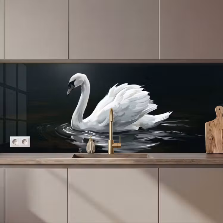 Zwaan - Water - Natuur - Realistisch - Wit keuken achterwand 2 middel zz_3dshopping