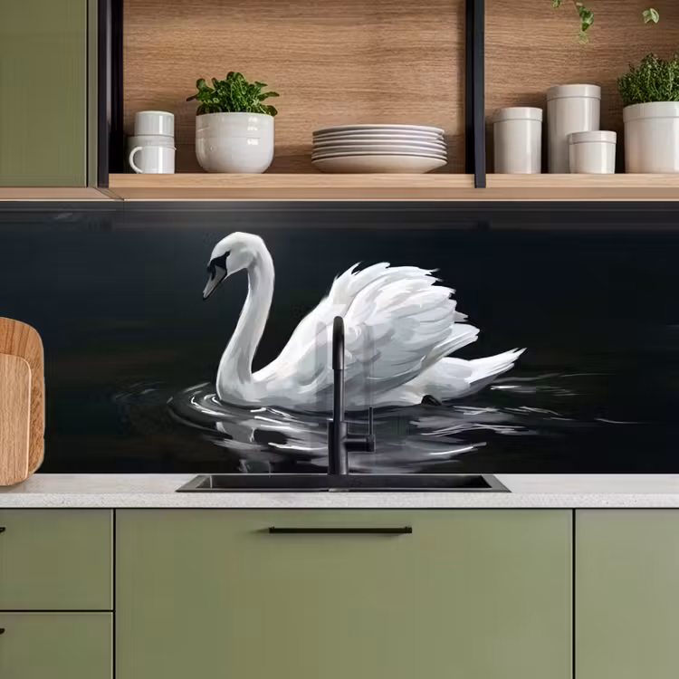 Zwaan - Water - Natuur - Realistisch - Wit keuken achterwand 2 middel -sfeer3