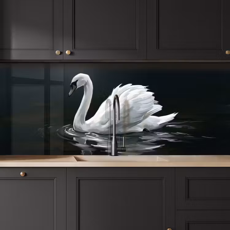 Zwaan - Water - Natuur - Realistisch - Wit keuken achterwand 2 middel -sfeer1