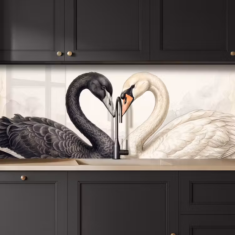 Zwanen - Hartvorm - Dieren keuken achterwand 2 middel -sfeer1