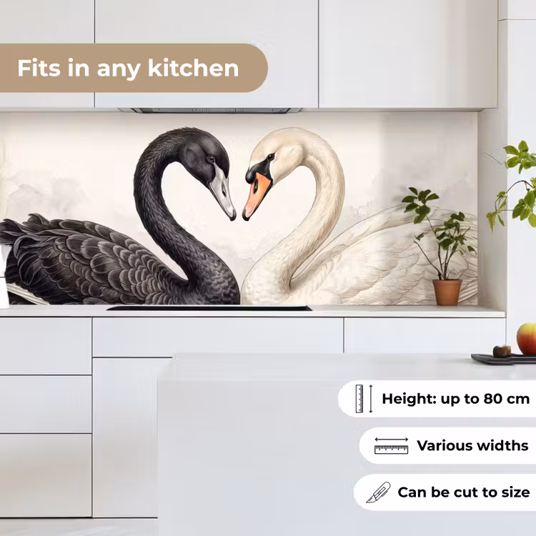 Zwanen - Hartvorm - Dieren keuken achterwand 2 middel -sfeer4_UK