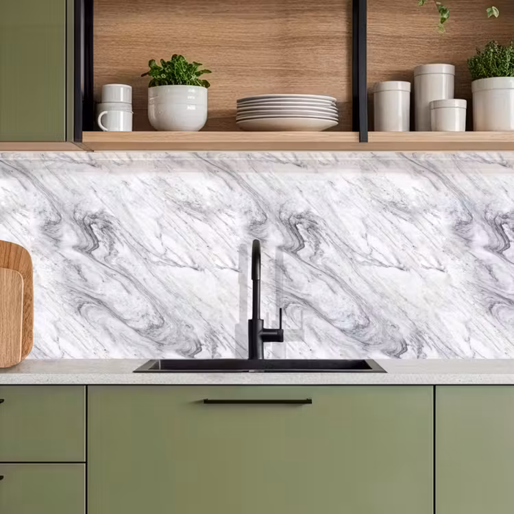 Wervelende - Grijsstructuur - Marmer - Wit keuken achterwand 2 middel 871 -sfeer3