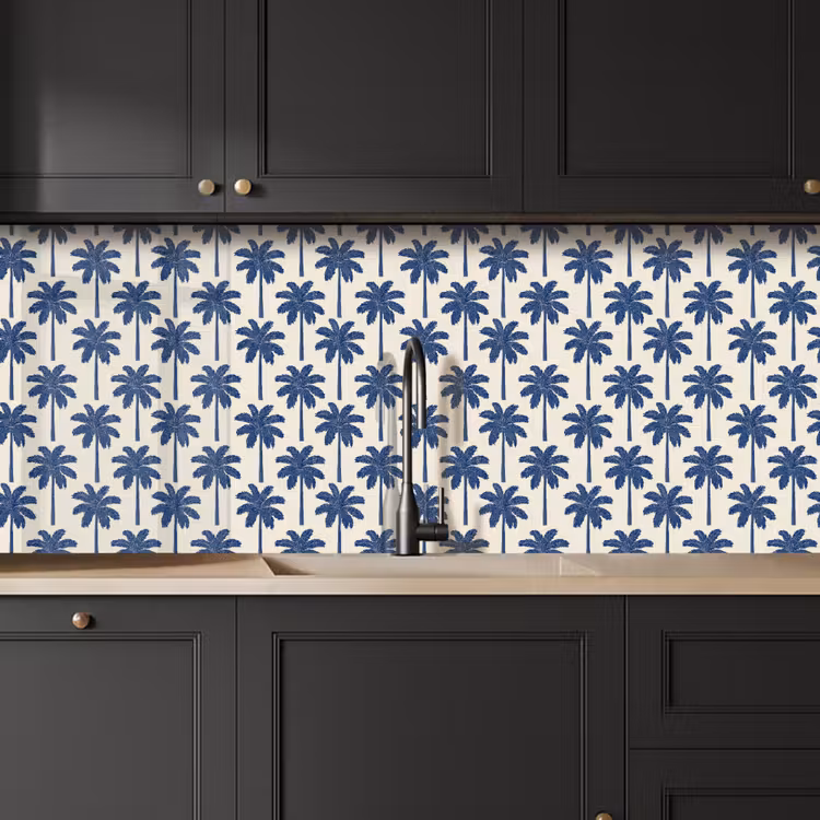 Symmetrisch - Palm - Blauw keuken achterwand 2 middel 871 -sfeer1