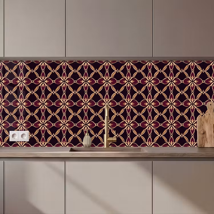 Symmetrisch - Tegel - Burgundy keuken achterwand 2 middel 871 zz_3dshopping