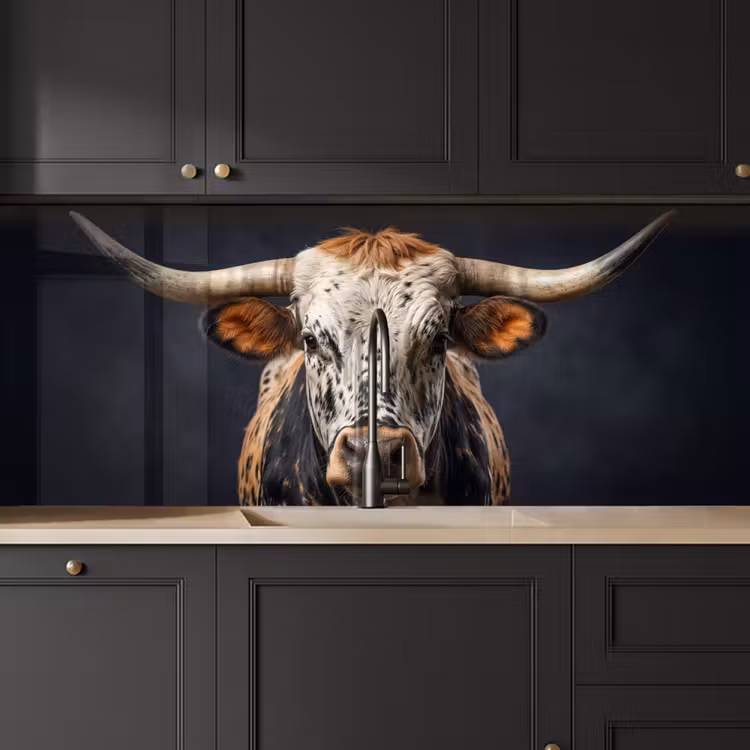 Stier - Kleurrijk - Hoorns keuken achterwand 2 middel -sfeer1