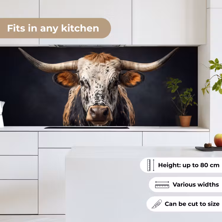 Stier - Kleurrijk - Hoorns keuken achterwand 2 middel -sfeer4_UK