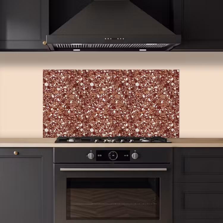Terrazzo - Patroon - Steentextuur - Roodbruin keuken achterwand spatscherm middel 899 -sfeer1