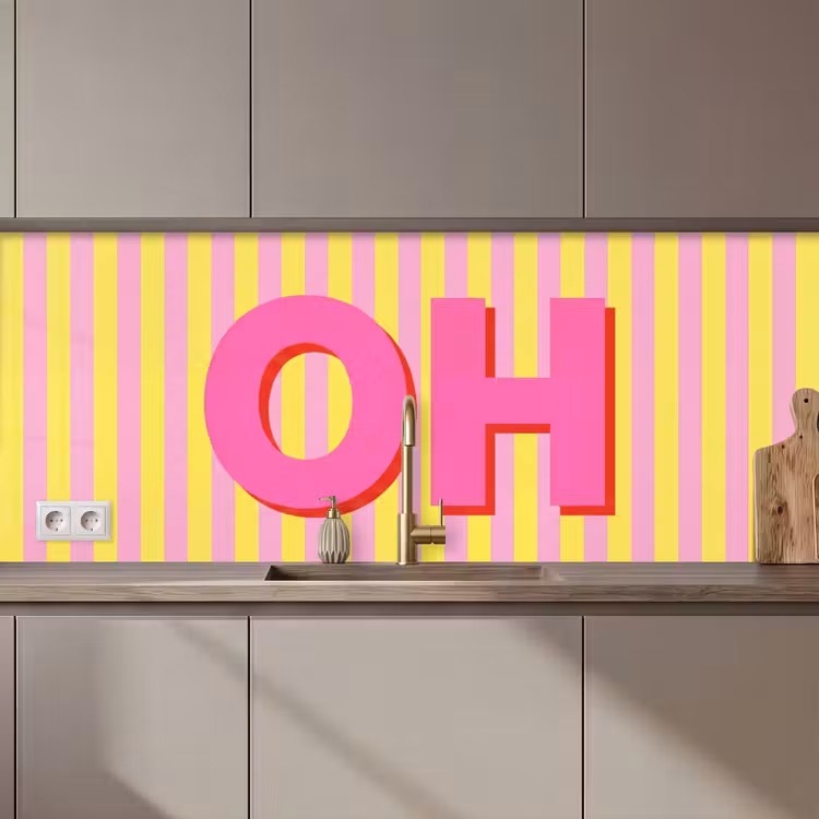 Tekst - Strepen - Roze keuken achterwand 2 middel zz_3dshopping