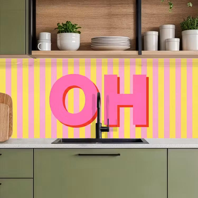 Tekst - Strepen - Roze keuken achterwand 2 middel -sfeer3
