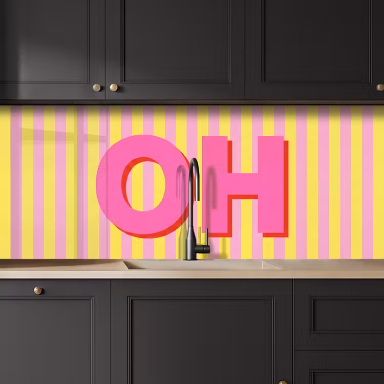 Tekst - Strepen - Roze keuken achterwand 2 middel -sfeer1