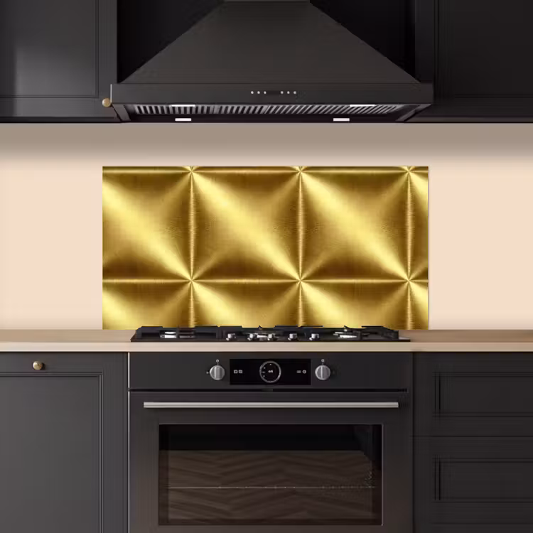 Textuur - Geborsteld Goud - Industrieel - Metallic keuken achterwand spatscherm middel 899 -sfeer1
