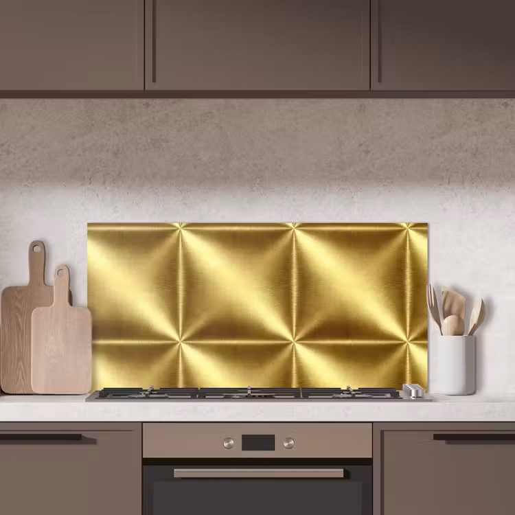 Textuur - Geborsteld Goud - Industrieel - Metallic keuken achterwand spatscherm middel 899 -sfeer2