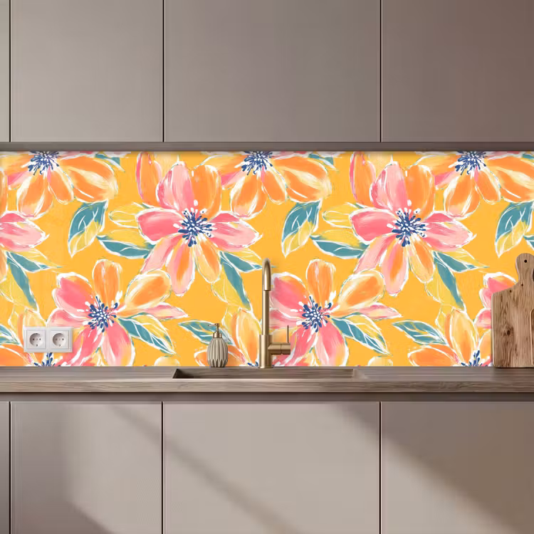 Textuur - Bloemen - Kleurrijk keuken achterwand 2 middel 871 zz_3dshopping