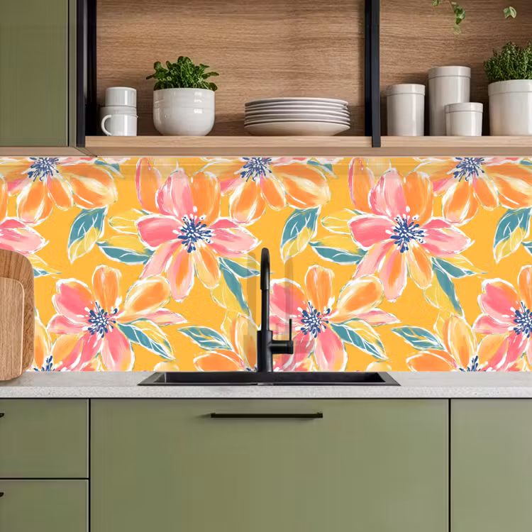 Textuur - Bloemen - Kleurrijk keuken achterwand 2 middel 871 -sfeer3