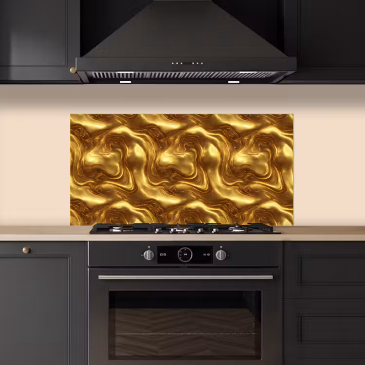 Textuur - Vloeibaar - Organisch - Goud keuken achterwand spatscherm middel 899 -sfeer1