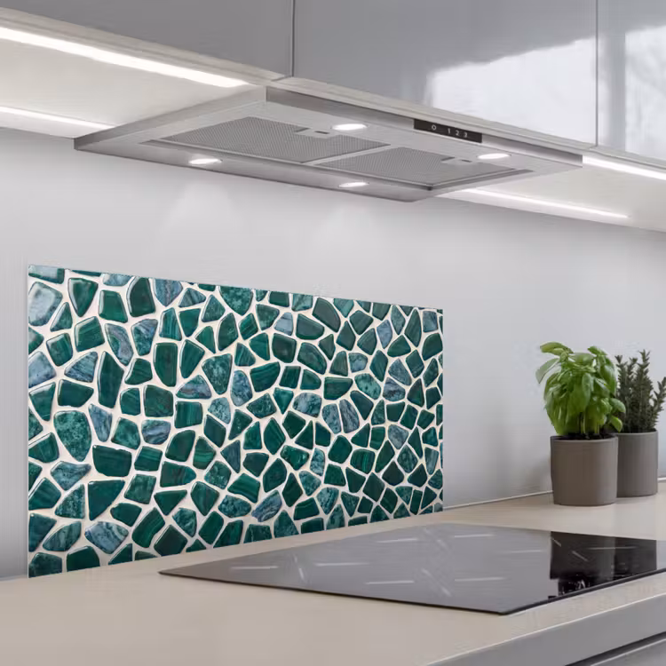 Textuur - Steen - Groen - Abstract - Patroon keuken achterwand spatscherm middel -3d_schuin