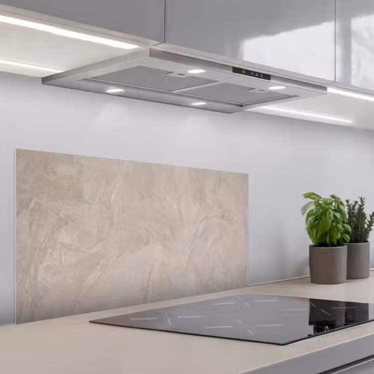 Textuur - Wand - Modern - Beige - Abstract keuken achterwand spatscherm middel -3d_schuin