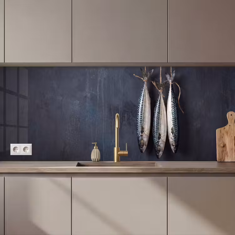 Kitchen Wall Splashback - Three Fish - Rope - Drie vissen - Touw keuken achterwand 2 middel zz_3dshopping