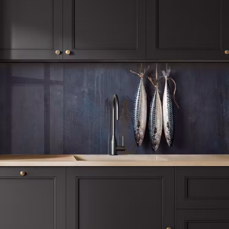 Kitchen Wall Splashback - Three Fish - Rope - Drie vissen - Touw keuken achterwand 2 middel
