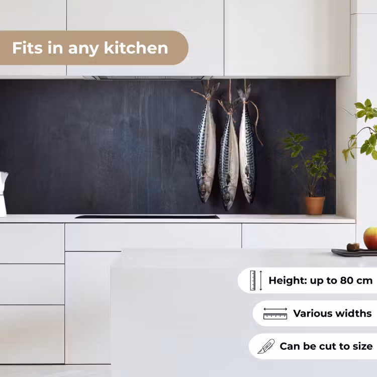 Kitchen Wall Splashback - Three Fish - Rope - Drie vissen - Touw keuken achterwand 2 middel