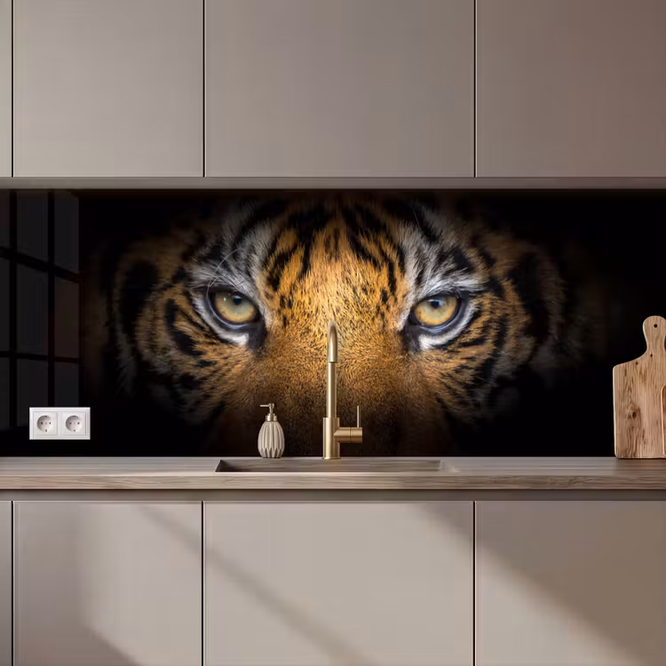Tijger - Zwart - Dier keuken achterwand 2 middel zz_3dshopping