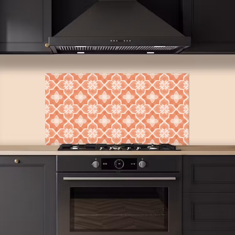 Tegelpatroon - Arabesk - Vintage - Terracotta keuken achterwand spatscherm middel 899 -sfeer1