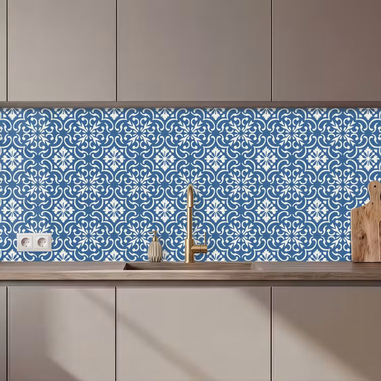 Tegel - Patroon - Blauw - Wit keuken achterwand 2 middel 871 zz_3dshopping