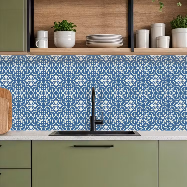 Tegel - Patroon - Blauw - Wit keuken achterwand 2 middel 871 -sfeer3
