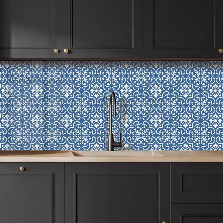 Tegel - Patroon - Blauw - Wit keuken achterwand 2 middel 871 -sfeer1