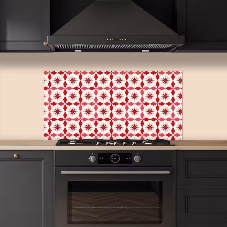 Tegelpatroon - Sterren - Retro - Roze - Mintgroen keuken achterwand spatscherm middel 899 -sfeer1