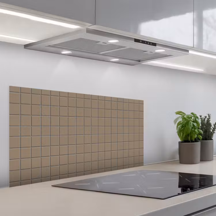 Tegel - Patroon - Taupe keuken achterwand spatscherm middel 899 -3d_schuin