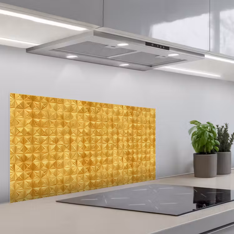 Tegels - Geometrisch - Reliëf - Goud keuken achterwand spatscherm middel 899 -3d_schuin