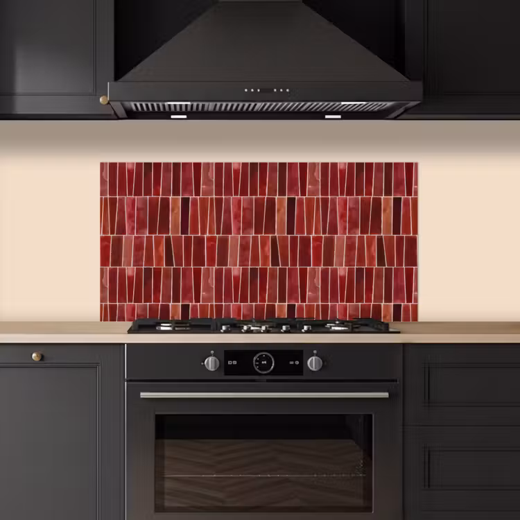 Tegels - Modern - Structuur - Dieprood keuken achterwand spatscherm middel 899 -sfeer1